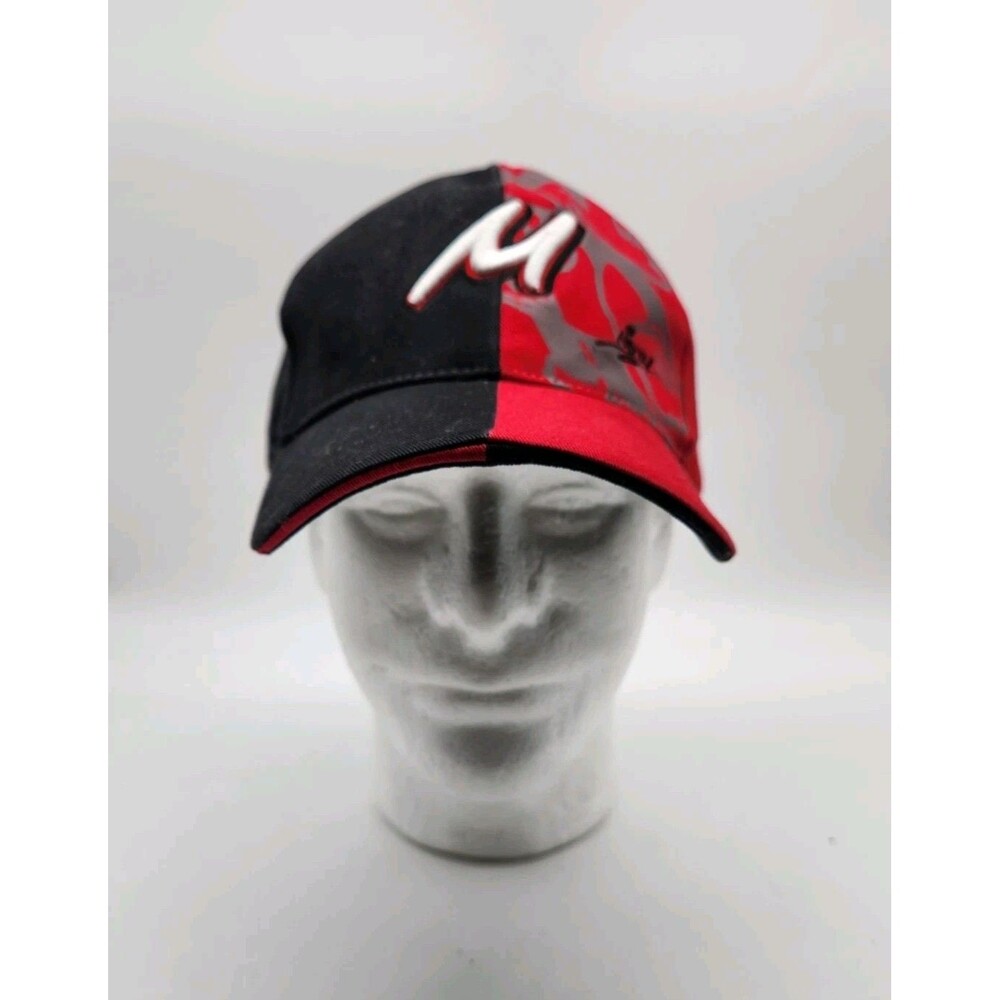 VTG Walt Disney World Mickey Mouse Two Tone Red & Black Hook & Loop Hat Cap NWT